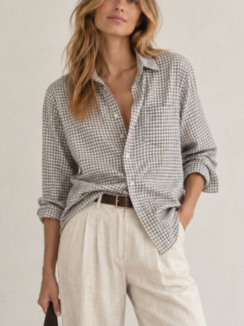 Frank & Eileen Grey Gingham Check Button Down Shirt Medium